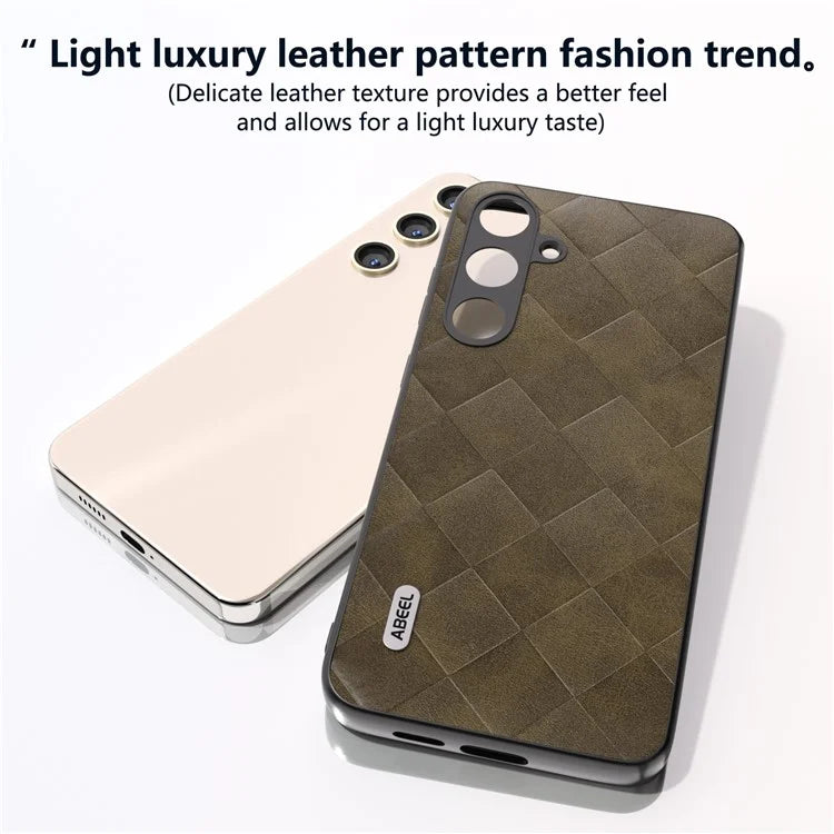 ABEEL For Samsung Galaxy S24+ Grid Texture Case PU Leather+TPU+PC Phone Cover