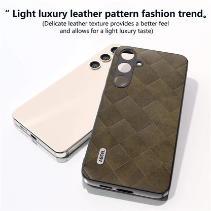 ABEEL For Samsung Galaxy S24+ Grid Texture Case PU Leather+TPU+PC Phone Cover
