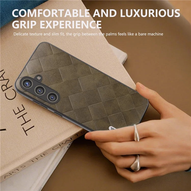 ABEEL For Samsung Galaxy S24+ Grid Texture Case PU Leather+TPU+PC Phone Cover