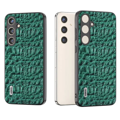 ABEEL For Samsung Galaxy S24+ Texture Case Genuine Cow Leather Coated PC+TPU Phone Cover