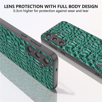 ABEEL For Samsung Galaxy S24+ Texture Case Genuine Cow Leather Coated PC+TPU Phone Cover