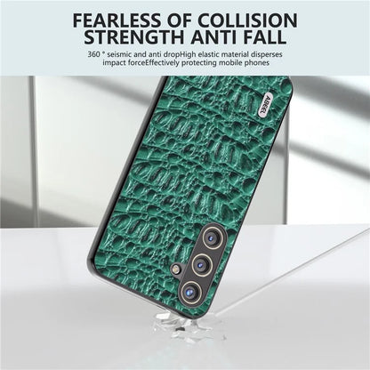 ABEEL For Samsung Galaxy S24+ Texture Case Genuine Cow Leather Coated PC+TPU Phone Cover