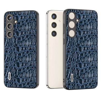 ABEEL For Samsung Galaxy S24+ Texture Case Genuine Cow Leather Coated PC+TPU Phone Cover
