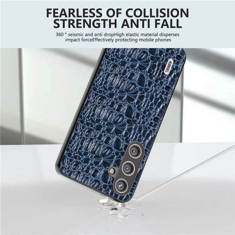 ABEEL For Samsung Galaxy S24+ Texture Case Genuine Cow Leather Coated PC+TPU Phone Cover