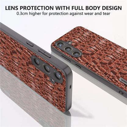 ABEEL For Samsung Galaxy S24+ Texture Case Genuine Cow Leather Coated PC+TPU Phone Cover