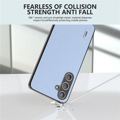ABEEL For Samsung Galaxy S24 Phone Case Genuine Cow Leather Textured Protective Cover