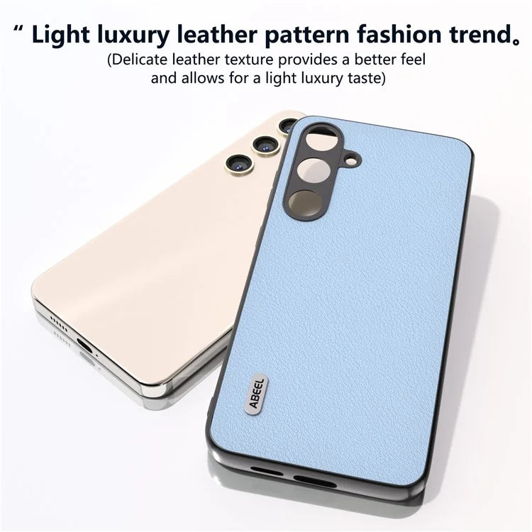 ABEEL For Samsung Galaxy S24 Phone Case Genuine Cow Leather Textured Protective Cover