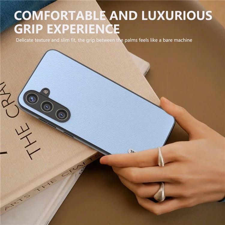 ABEEL For Samsung Galaxy S24 Phone Case Genuine Cow Leather Textured Protective Cover