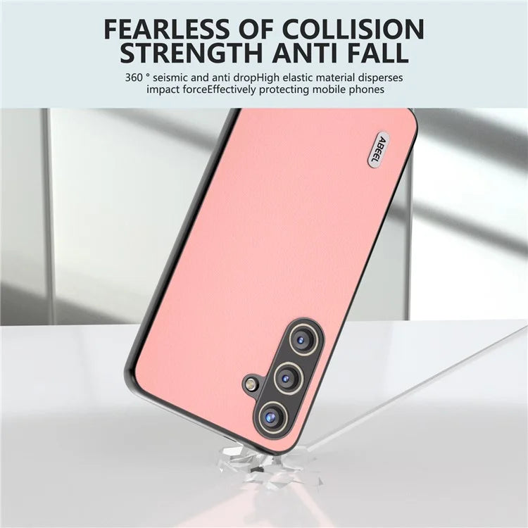 ABEEL For Samsung Galaxy S24 Phone Case Genuine Cow Leather Textured Protective Cover