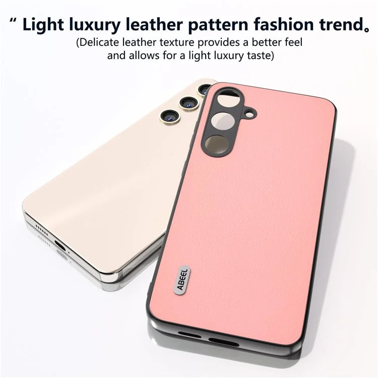 ABEEL For Samsung Galaxy S24 Phone Case Genuine Cow Leather Textured Protective Cover