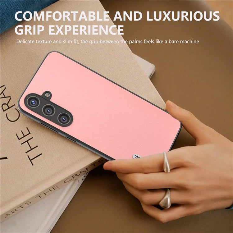 ABEEL For Samsung Galaxy S24 Phone Case Genuine Cow Leather Textured Protective Cover