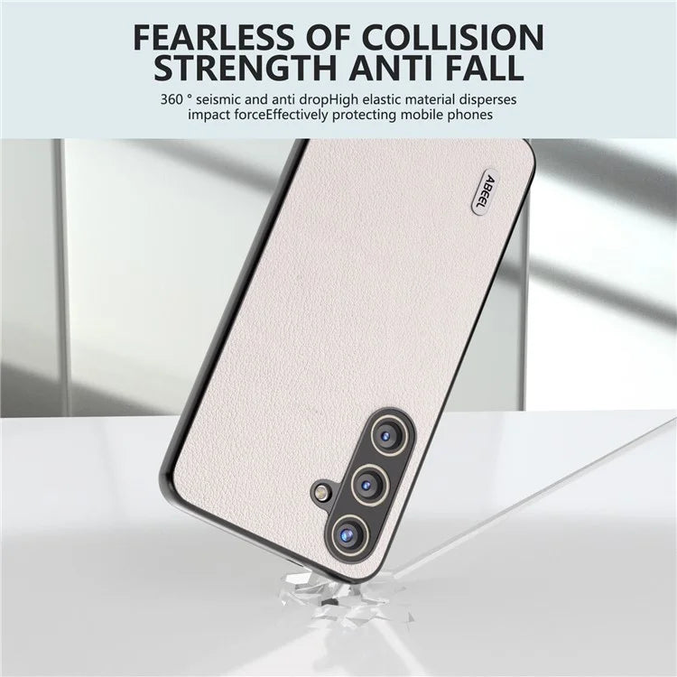 ABEEL For Samsung Galaxy S24 Phone Case Genuine Cow Leather Textured Protective Cover