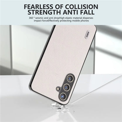ABEEL For Samsung Galaxy S24 Phone Case Genuine Cow Leather Textured Protective Cover