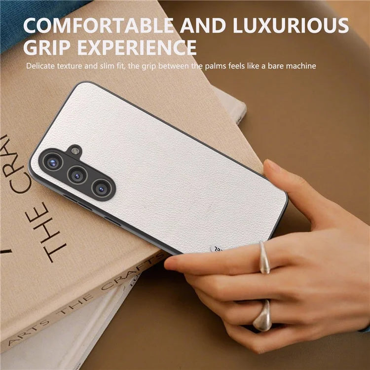 ABEEL For Samsung Galaxy S24 Phone Case Genuine Cow Leather Textured Protective Cover
