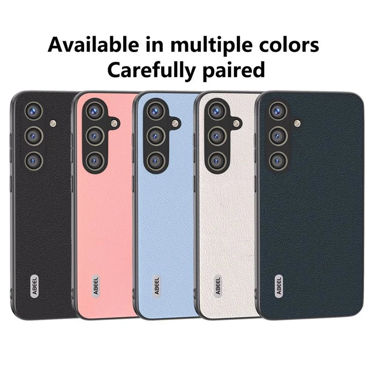 ABEEL For Samsung Galaxy S24 Phone Case Genuine Cow Leather Textured Protective Cover