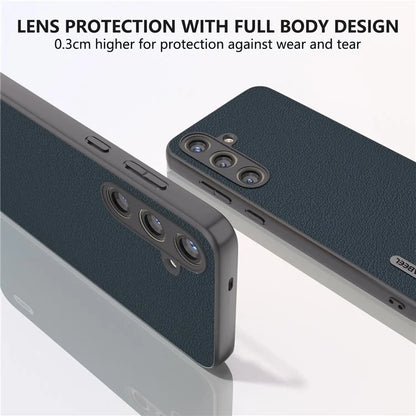ABEEL For Samsung Galaxy S24 Phone Case Genuine Cow Leather Textured Protective Cover