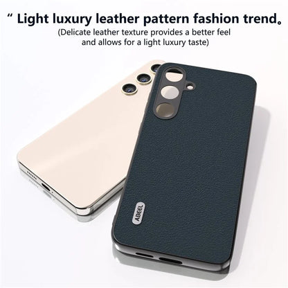 ABEEL For Samsung Galaxy S24 Phone Case Genuine Cow Leather Textured Protective Cover