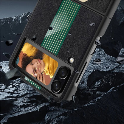 KADEM For Samsung Galaxy Z Flip4 5G Watch Pattern Electroplating Acrylic+TPU+PU Cell Phone Case