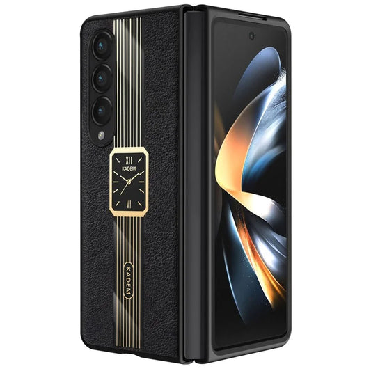 KADEM For Samsung Galaxy Z Fold4 5G Watch Pattern Acrylic+TPU+PU Cell Phone Case