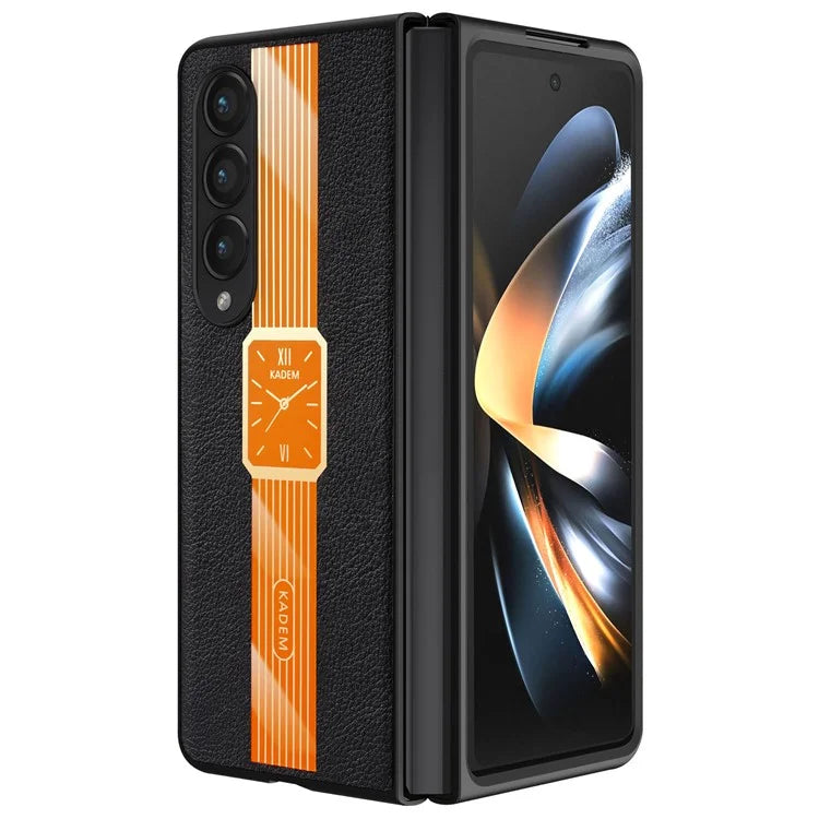KADEM For Samsung Galaxy Z Fold4 5G Watch Pattern Acrylic+TPU+PU Cell Phone Case