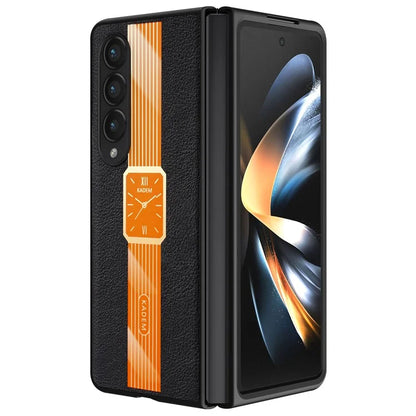 KADEM For Samsung Galaxy Z Fold4 5G Watch Pattern Acrylic+TPU+PU Cell Phone Case