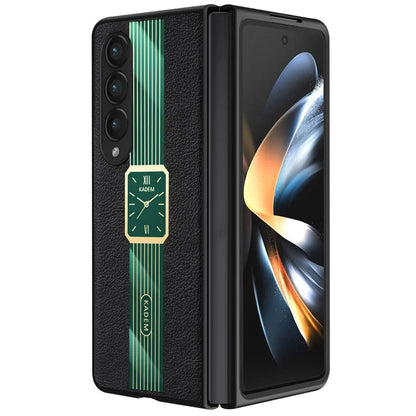KADEM For Samsung Galaxy Z Fold4 5G Watch Pattern Acrylic+TPU+PU Cell Phone Case