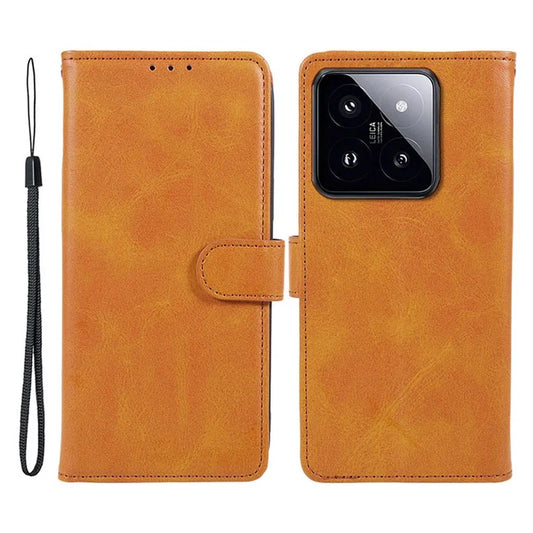Leather Phone Shell for Xiaomi 14 Case Magnetic Clasp Calf Texture Wallet Stand Phone Cover
