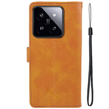 Leather Phone Shell for Xiaomi 14 Case Magnetic Clasp Calf Texture Wallet Stand Phone Cover