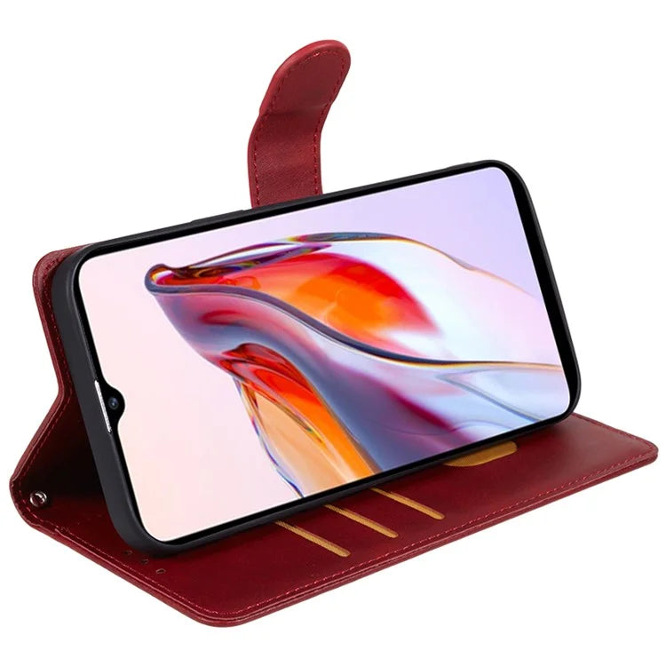 Leather Phone Shell for Xiaomi 14 Case Magnetic Clasp Calf Texture Wallet Stand Phone Cover