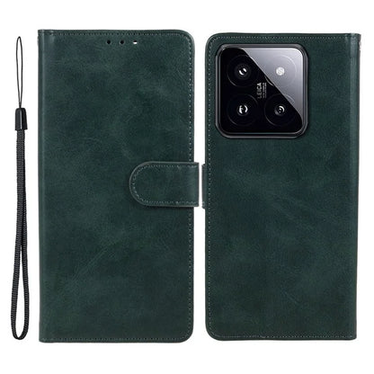Leather Phone Shell for Xiaomi 14 Case Magnetic Clasp Calf Texture Wallet Stand Phone Cover