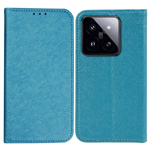 For Xiaomi 14 Case Cross Texture Magnetic Auto Closing Drop-proof Phone Cover with Wallet Stand