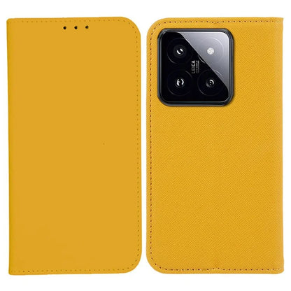 For Xiaomi 14 Case Cross Texture Magnetic Auto Closing Drop-proof Phone Cover with Wallet Stand