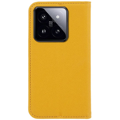 For Xiaomi 14 Case Cross Texture Magnetic Auto Closing Drop-proof Phone Cover with Wallet Stand