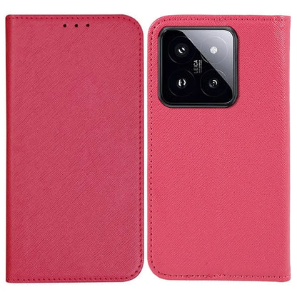 For Xiaomi 14 Case Cross Texture Magnetic Auto Closing Drop-proof Phone Cover with Wallet Stand