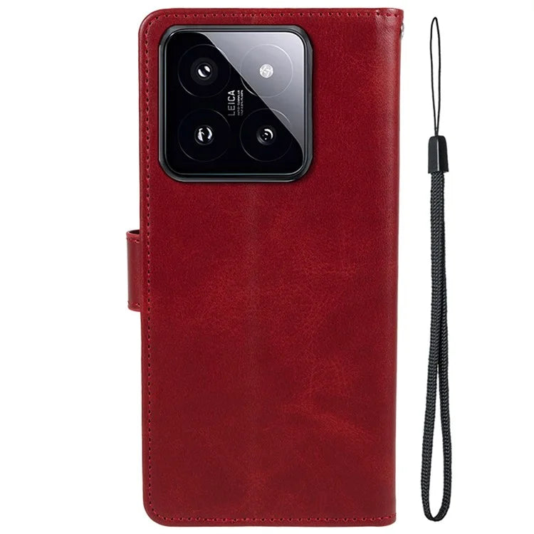 PU Leather Case for Xiaomi 14 Pro Phone Shell Anti-drop Magnetic Clasp Card Holder Cover