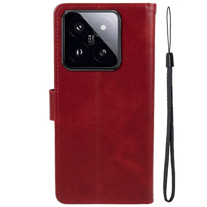 PU Leather Case for Xiaomi 14 Pro Phone Shell Anti-drop Magnetic Clasp Card Holder Cover