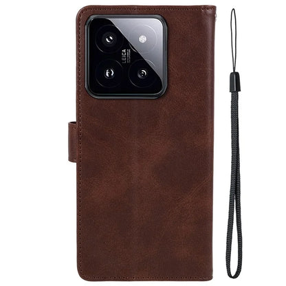 PU Leather Case for Xiaomi 14 Pro Phone Shell Anti-drop Magnetic Clasp Card Holder Cover