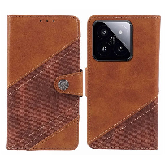 For Xiaomi 14 Pro Magnetic Case Splicing PU Leather+TPU Smart Phone Wallet Cover