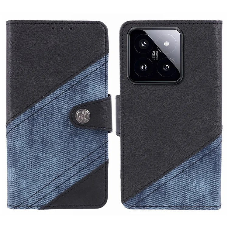 For Xiaomi 14 Pro Magnetic Case Splicing PU Leather+TPU Smart Phone Wallet Cover