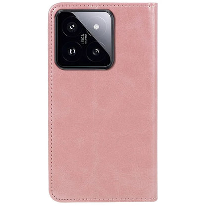 For Xiaomi 14 PU Leather Case Anti-fall Calf Texture Business Style Stand Wallet Phone Cover