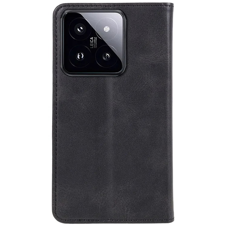 For Xiaomi 14 PU Leather Case Anti-fall Calf Texture Business Style Stand Wallet Phone Cover