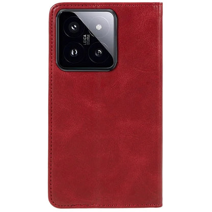 For Xiaomi 14 PU Leather Case Anti-fall Calf Texture Business Style Stand Wallet Phone Cover