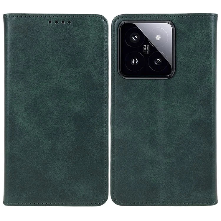 For Xiaomi 14 PU Leather Case Anti-fall Calf Texture Business Style Stand Wallet Phone Cover