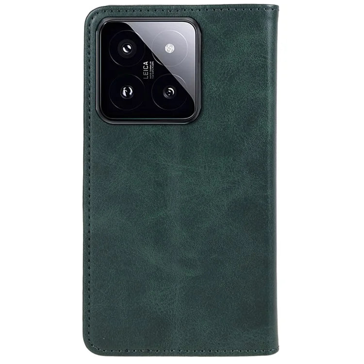 For Xiaomi 14 PU Leather Case Anti-fall Calf Texture Business Style Stand Wallet Phone Cover