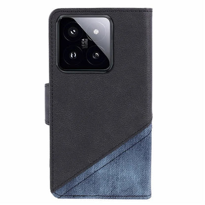 For Xiaomi 14 Magnetic Phone Case Splicing PU Leather Crazy Horse Texture Stand Cover