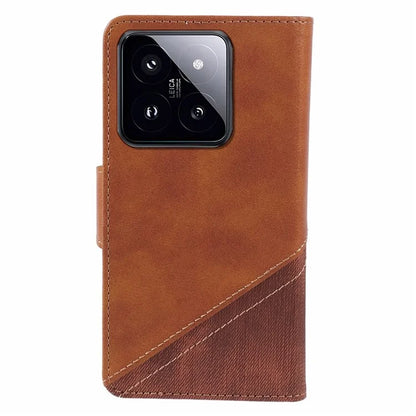 For Xiaomi 14 Magnetic Phone Case Splicing PU Leather Crazy Horse Texture Stand Cover