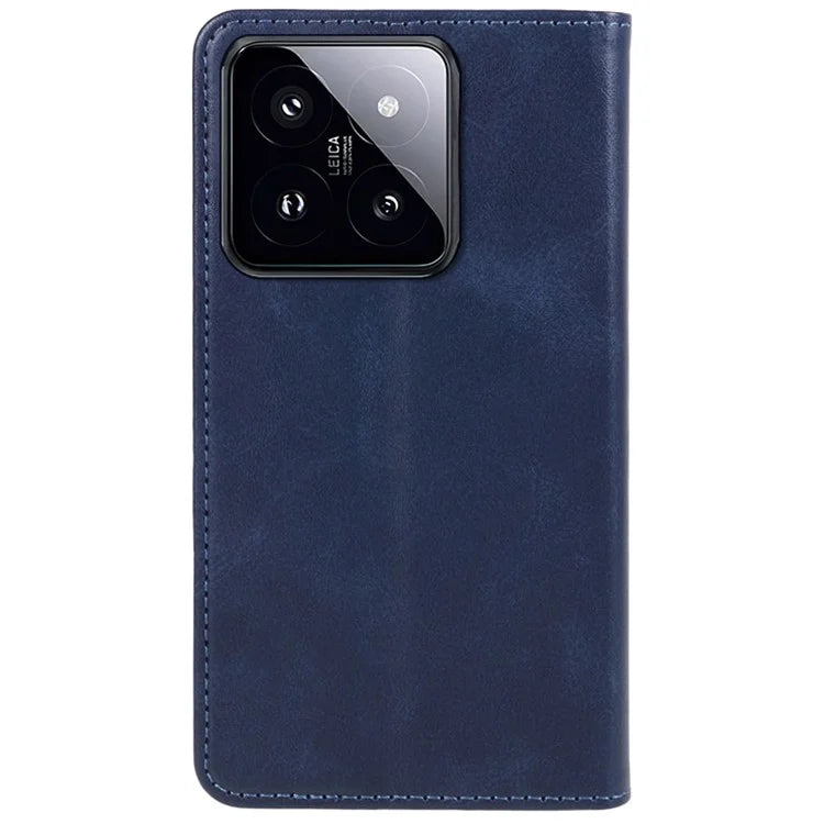 For Xiaomi 14 Pro Case Leather Calf Texture Phone Guard Cover with Super Magnet Closure