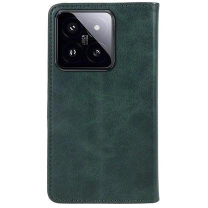 For Xiaomi 14 Pro Case Leather Calf Texture Phone Guard Cover with Super Magnet Closure