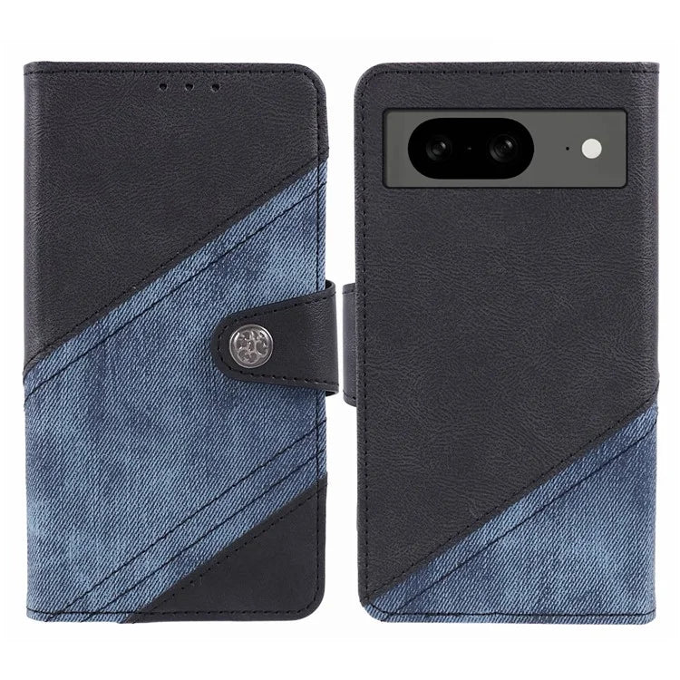 For Google Pixel 8 Case Splicing PU Leather Drop-proof Card Slots Phone Guard Cover