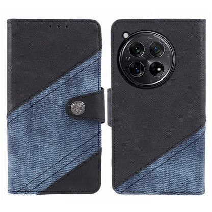 Leather Phone Case for OnePlus 12 5G Cover Splicing Design Crazy Horse Texture Wallet Shell